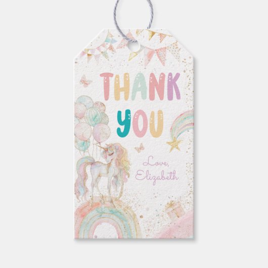 Magical Unicorn Rainbow Birthday Danke Geschenkanhänger (Vorderseite)