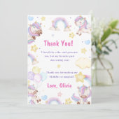 Magical Unicorn Rainbow Birthday Danke Karte (Stehend Vorderseite)