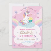Magical Unicorn Rainbow Birthday Einladung (Vorderseite)