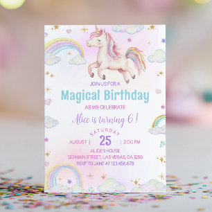 Magical Unicorn Rainbow Birthday Einladung