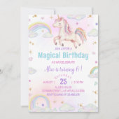 Magical Unicorn Rainbow Birthday Einladung (Vorderseite)