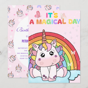 Magical Unicorn Rainbow Birthday Einladung