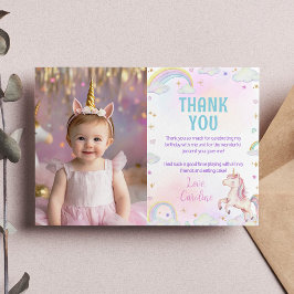 Magical Unicorn Rainbow Birthday Foto Dankeskarte