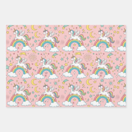 Magical Unicorn Rainbow Birthday Gift Wrap Set Geschenkpapier Set (Vorderseite 3)