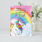 Magical Unicorn Rainbow Birthday Girls Dankeskarte (Stehend Vorderseite)