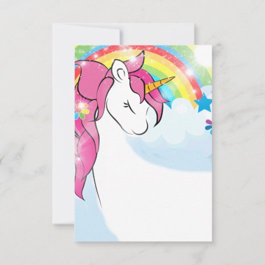 Magical Unicorn Rainbow Birthday Girls Dankeskarte (Rückseite)
