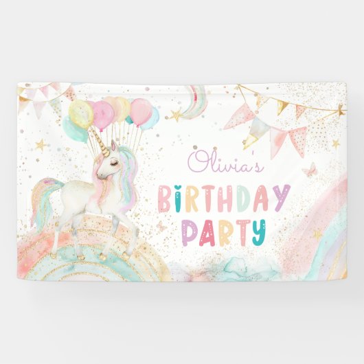 Magical Unicorn Rainbow Birthday Party Banner (Horizontal)
