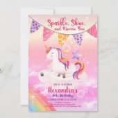 Magical Unicorn Rainbow Birthday Party Einladung (Vorderseite)