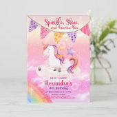 Magical Unicorn Rainbow Birthday Party Einladung (Stehend Vorderseite)
