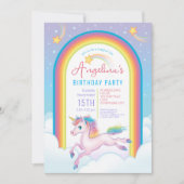 Magical Unicorn Rainbow Birthday Party Einladung (Vorderseite)