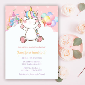 Magical Unicorn Rainbow Birthday Party Einladung