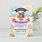 Magical Unicorn Rainbow Birthday Party Einladung (Stehend Vorderseite)