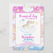 Magical Unicorn Rainbow Birthday Party Einladung (Vorderseite)
