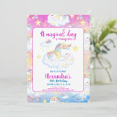 Magical Unicorn Rainbow Birthday Party Einladung (Stehend Vorderseite)