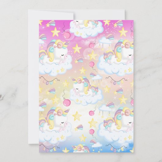 Magical Unicorn Rainbow Birthday Party Einladung (Rückseite)