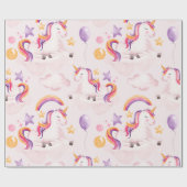 Magical Unicorn Rainbow Birthday Party Geschenkpapier (Flach)