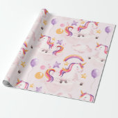 Magical Unicorn Rainbow Birthday Party Geschenkpapier (Ungerollt)