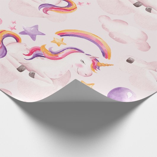 Magical Unicorn Rainbow Birthday Party Geschenkpapier (Ecke)