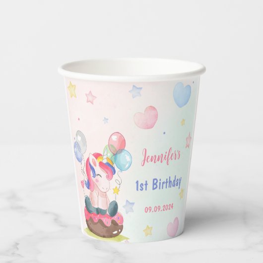 Magical Unicorn Rainbow Birthday Party Pappbecher (Rückseite)