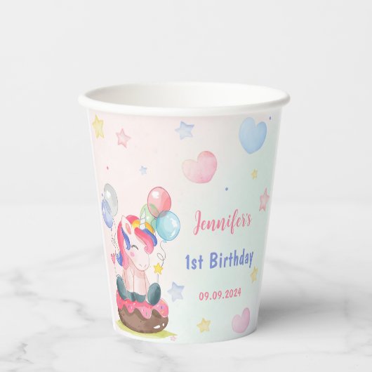 Magical Unicorn Rainbow Birthday Party Pappbecher (Vorderseite)