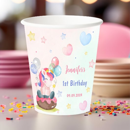 Magical Unicorn Rainbow Birthday Party Pappbecher