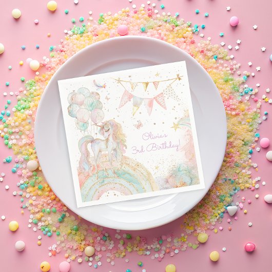 Magical Unicorn Rainbow Birthday Party Serviette