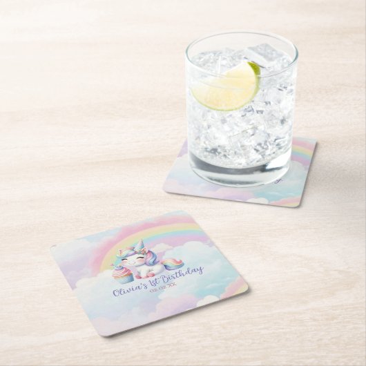 Magical Unicorn Rainbow Birthday Party Untersetzer (Vor Ort)