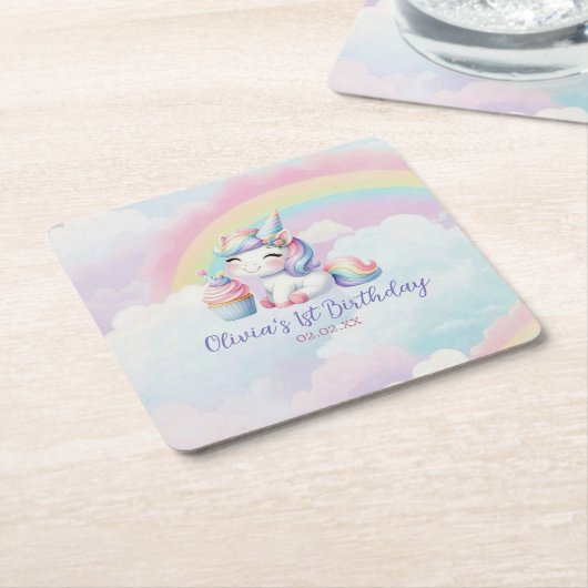 Magical Unicorn Rainbow Birthday Party Untersetzer (angewinkelt)