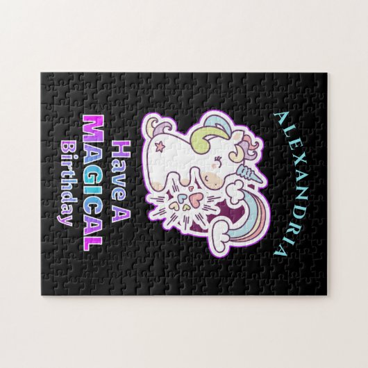 Magical Unicorn Rainbow Birthday Personalize Puzzle (Horizontal)