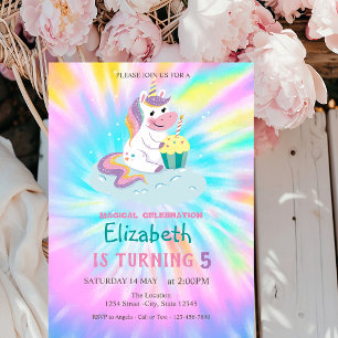 Magical Unicorn Rainbow Gefärbte Krawatte Geburtst Einladung