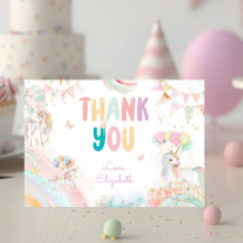 Magical Unicorn Rainbow Pastel Birthday Dankeskarte