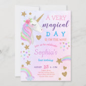 Magical Unicorn Rainbow Pastel Girl Einladung (Vorderseite)