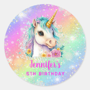 Magical Unicorn Rainbow Sparkle Geburtstag Runder Aufkleber