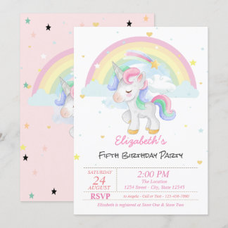 Magical Unicorn Rainbow Stars Geburtstag Einladung