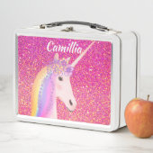 Magical Unicorn Regenbogen Rosa Glitzer Sparkle Gi Metall Brotdose (Beispiel)
