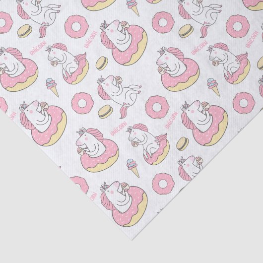 Magical Unicorn Reiten eines Donut-Musters Seidenpapier (Ausschnitt)