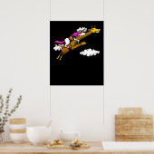 Magical Unicorn Riding Giraffe Funny Animes Poster (Küche)