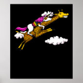 Magical Unicorn Riding Giraffe Funny Animes Poster (Vorne)