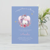 Magical Unicorn Rosa Gold Elegante Einladung (Stehend Vorderseite)