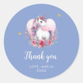 Magical Unicorn Rosa Gold Elegante Runder Aufkleber (Vorderseite)