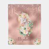 Magical Unicorn Rose Gold Glitzer Tropfen Blumenst Fleecedecke (Vorderseite)