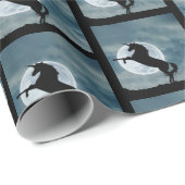 Magical Unicorn Silhouette Full Moon Night Sky Geschenkpapier (Rolleneckpunkt)