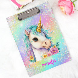 Magical Unicorn Sparkle Rainbow Klemmbrett