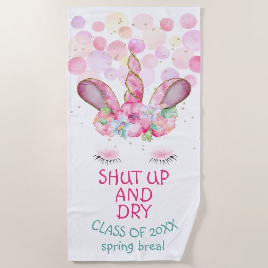 MAGICAL UNICORN Spring Break Beach Strandtuch (Vorderseite)