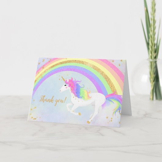 Magical Unicorn Vielen Dank | Gold Rainbow Karte (Vorderseite)