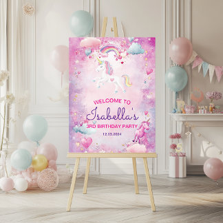 Magical Unicorn Whimsical Rainbow Birthday Party Poster