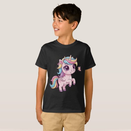 Magical Unicorn with Rainbow Hair Cute Kids' Shirt (Vorne ganz)