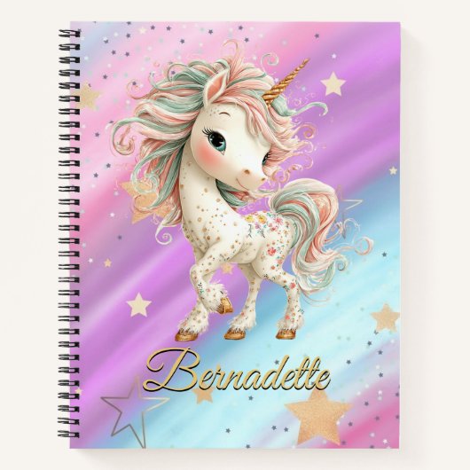 Magical Unicorn with Rainbow Notebook Notizblock (Vorderseite)