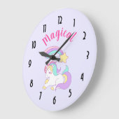 Magical Unicorn with Rainbow Shooting Star Große Wanduhr (Winkel)