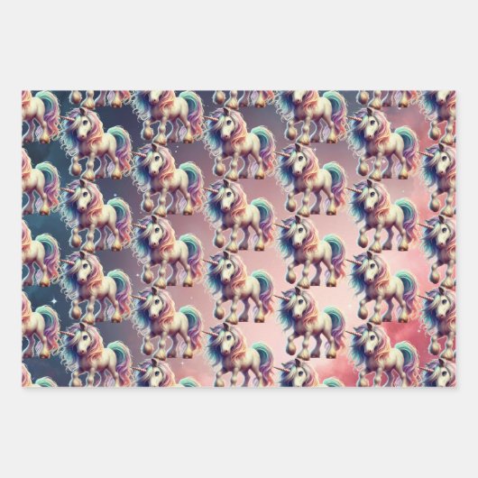 Magical Unicorn Wrapping Paper Geschenkpapier Set (Vorderseite 3)